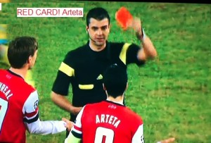 Arteta from Arsenal red card